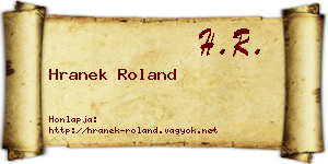 Hranek Roland névjegykártya